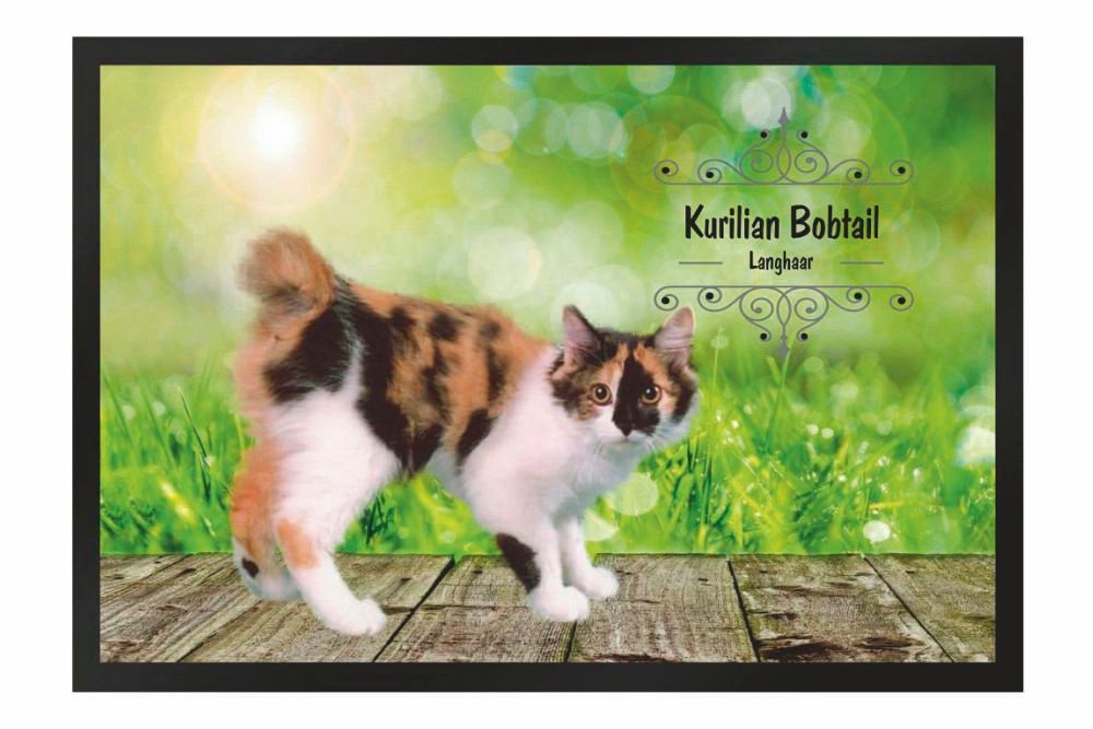 Fußmatte Schmutzfangmatte Katze Kurilian Bobtail Langhaar F1229, Ladreas, 60x40 von Ladreas