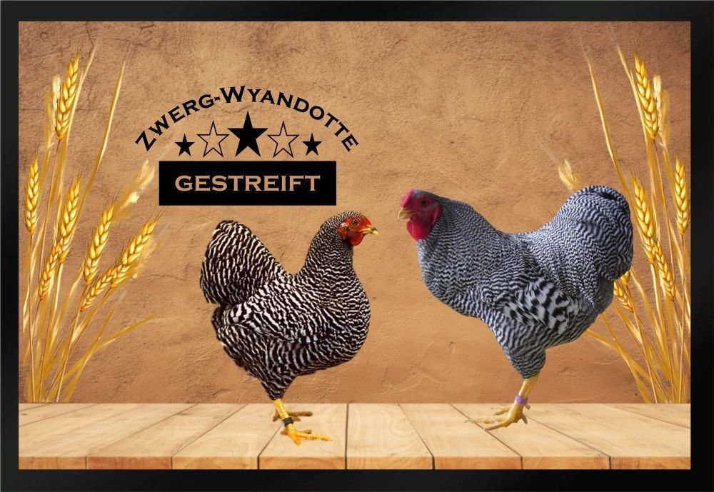 Fußmatte Schmutzfangmatte Hühner Zwerg Wyandotte gestreift F1259, Ladreas, 60x40 von Ladreas