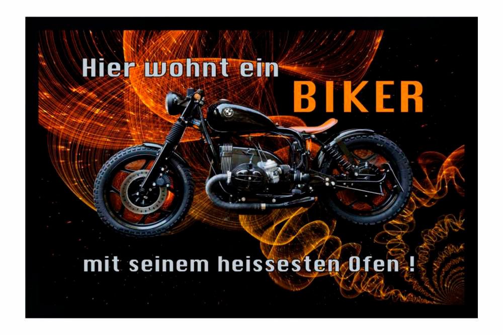 Fußmatte Schmutzfangmatte Biker mit heißesten Ofen F327, Ladreas, 60x40 von Ladreas