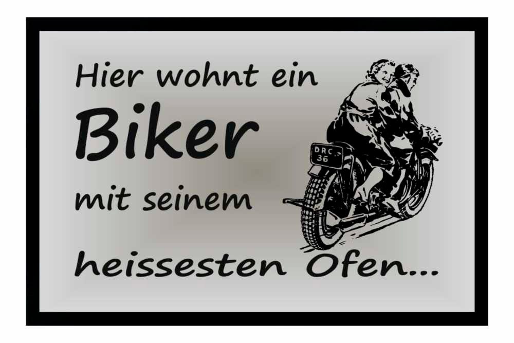 Fußmatte Schmutzfangmatte Hier wohnt Biker mit heißesten Ofen F330, Ladreas, 60x40 von Ladreas