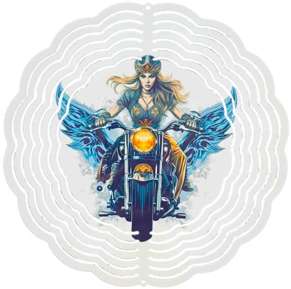 Ladreas Windspiel Edelstahl 3D Windspiel Windspinner 20cm Bikergirl WI208 von Ladreas