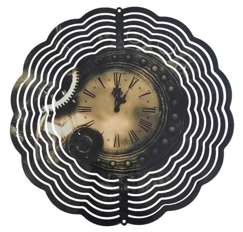 Ladreas Windspiel Edelstahl 3D Windspiel Windspinner 20cm Uhr Steampunk WI92 von Ladreas