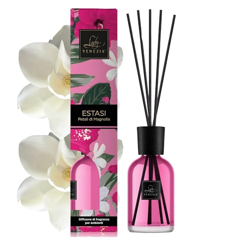 Lady Venezia - Raumduft Diffuser mit Stäbchen - Langanhaltender Raumduft für Zuhause - Duftspender für Wohnräume - Raumduft mit Holzstäbchen - Aromadiffuser für Wohlfühlatmosphäre (Magnolia) von Lady Venezia