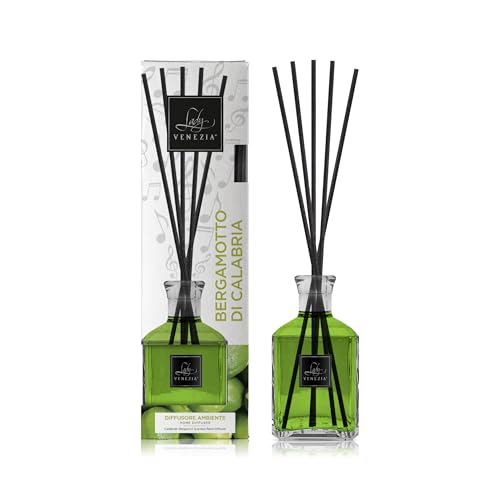 Raumduft mit Stäbchen - Raumduft Diffuser - Bergamotte aus Kalabrien – 250 ml - Diffuser mit Stäbchen - Diffuser für Aromatherapie – Lady Venezia – Made in Italy von Lady Venezia