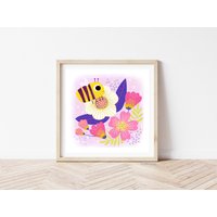 Frühlingsblüte Baby Bee Kinderzimmer Deko, Wandkunst, Bienen Drucke Fürs Kinderzimmer, Kind Prints, Frühlingsblüten Poster von LadyPeonyCo