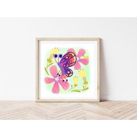 Frühlingsblüte Baby Schmetterling Kinderzimmer Deko, Wandkunst, Drucke Fürs Kinderzimmer, Spielzimmer Dekor, Poster von LadyPeonyCo