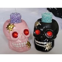 Totenkopf Kerzenhalter Aus Keramik von LadyYCreations