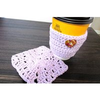 Gehäkelte Cup Cosy, Tassenwärmer Und Untersetzer Set von LadybugAwesomeFinds