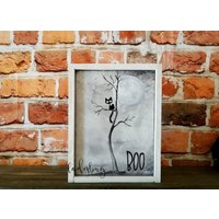 Boo Aquarell Und Handbemaltes Holzbrett. Wanddekoration. Wandkunst. Halloweens. Hergestellt Von Eugenia Aus Ladybug Design By Eu von Ladybugdesignbyeu