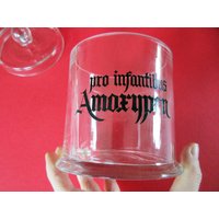 Vintage Glas Apothekerglas Behälter Mit Deckel, Infantibus Amorzypen, Klarglas von LadyfromBavaria