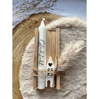 Geschenkset| Geschenkidee| Kerze| Stabkerze| Lichthäuschen| R| Geschenkverpackung| Holz| Raysin| Lichthäuser| Dekoration| Frühling| Deko von LaeaArt