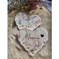 Herzcoaster | Muttertagsgeschenk Muttertag Herzuntersetzer Personalisiert Herz Jesmonite Jesmoniteuntersetzer| Geschenk von LaeaArt