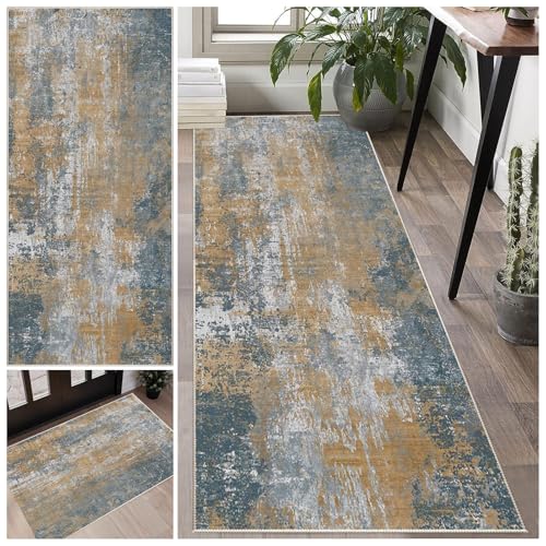 Läufer Teppich Flur rutschfest Runner Teppich für Flur Küche Wohnzimmer Schlafzimmer rutschfest Waschbar Teppichläufer Küchenläufer Küchenteppich Fußmatte Lang Küchen Teppiche Läufer 40 x 80 cm von Laegnfho
