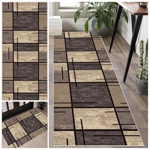 Teppich Läufer Flur rutschfest Langer Läufer Waschbar Kurzflor Küchenläufer, Korridor Teppich Läufer Teppich Eingangsbereich Innen 50 x 80 cm für Flur, Schlafzimmer, Küche, Eingang von Laegnfho