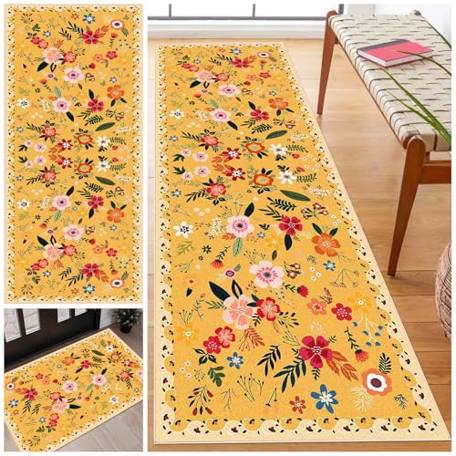 rutschfeste Maschinenwaschbare Fußmatte flurteppich läufer lang Flurteppich Wohnzimmer Teppich Küchenteppich Läufer Lang Korridor Teppich Läufer für Küche, Eingang, Wohnzimmer 40 x 140 cm von Laegnfho