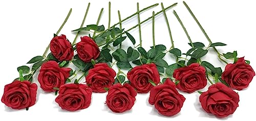 12 Stück Rote Rosen Künstlich, Einzelne Langstielige Kunstblumen Rose, Realistische Kunst Rosen für Hochzeitsdeko Brautsträuß Heiratsantrag Grab Geburtstag Party Haus Garten Decor (Rot) 12 Stück Rote Rosen Künstlich, Einzelne Langstielige Kunstblumen Rose, Realistische Kunst Rosen für Hochzeitsdeko Brautsträuß Heiratsantrag Grab Geburtstag Party Haus Garten Decor (Rot) von Laelfe