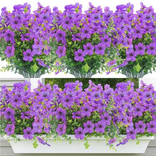 Laelfe 12 Bündel Kunstblumen für Draußen, Künstliche Blumen wie echt Gefälschte Blumen mit Eukalyptusblättern Künstliche Balkonpflanzen Wetterfest für Outdoor Innen Balkon Gärten Dekoration (Violett) Laelfe 12 Bündel Kunstblumen für Draußen, Künstliche Blumen wie echt Gefälschte Blumen mit Eukalyptusblättern Künstliche Balkonpflanzen Wetterfest für Outdoor Innen Balkon Gärten Dekoration (Violett) von Laelfe