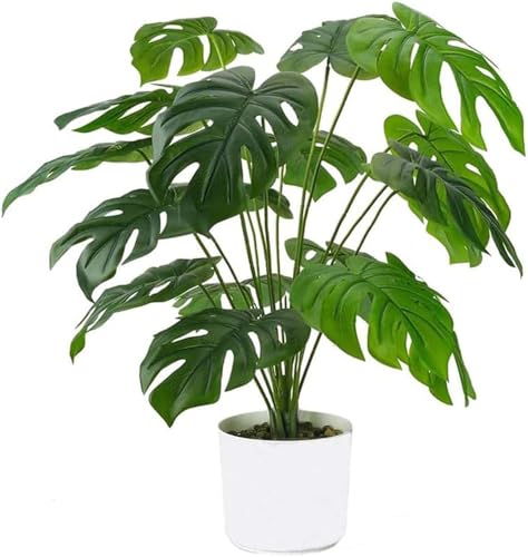 Laelfe Kunstpflanze Splitphilo im Topf, Künstliche Monstera Pflanze, Künstliche Pflanze Groß Tropical Splitphilo Pflanze Grün Fake Plant für Innen Außenbereich Zuhause Büro (60cm) von Laelfe