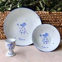 Originelles Und Personalisiertes Geburtsgeschenk Geschirrset „Blue Mouse Fairy" Aus Handbemaltem Porzellan von LaetitiaSocirat