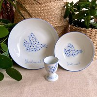 Personalisiertes Taufgeschirr-Set Für Kinder Blaue Taube von LaetitiaSocirat