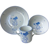 Porzellan-Geschirrset Für Taufe Oder Geburt, Blaue Maus-Fee Und Ihr Sternenstaub. 3-Teilig von LaetitiaSocirat