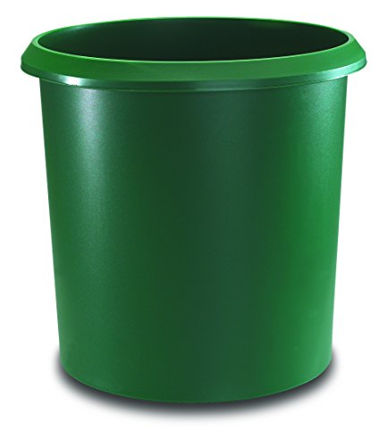 Läufer 26501 Papierkorb Allrounder 18 Liter, grün, rund, Mülleimer mit Griff, stabiler Kunststoff, Abfalleimer, auswaschbar von Läufer