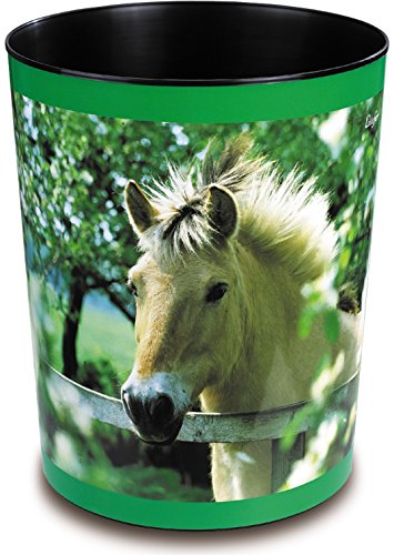 Läufer 26657 Papierkorb Pferde am Weidezaun, 13 Liter Mülleimer, perfekt für das Kinderzimmer, rund, stabiler Kunststoff, Abfalleimer für Kinder von Läufer