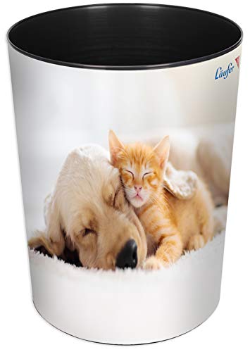 Läufer 26667 Papierkorb Hund und Katze, 13 Liter Mülleimer, perfekt für das Kinderzimmer, rund, stabiler Kunststoff, Abfalleimer für Kinder Läufer 26667 Papierkorb Hund und Katze, 13 Liter Mülleimer, perfekt für das Kinderzimmer, rund, stabiler Kunststoff, Abfalleimer für Kinder von Läufer
