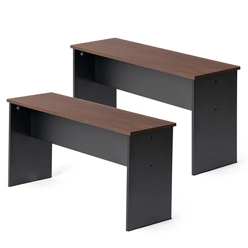 LafeuR Sitzbänke für Esszimmertisch, 2er Set, Küchenbänke, Esstischbänke,90x30x45 cm，Holzbank,Schlafzimmer oder Küche,Walnuss + Schwarz von LafeuR