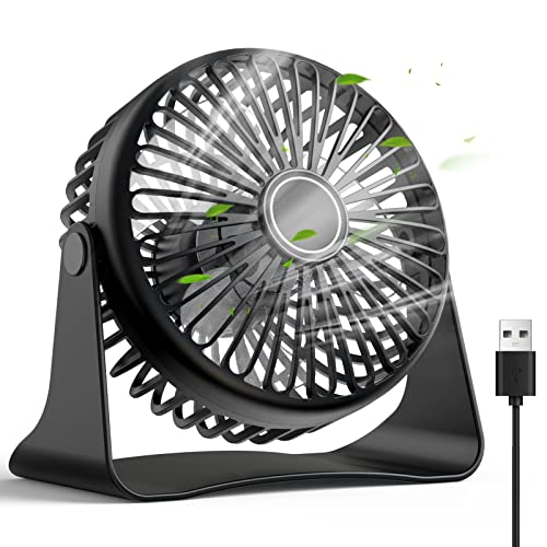 Lafhome USB-Tischventilator, Tragbarer Tischventilator 360° Verstellbarer Kopf Mini Desktop Ventilator mit 3 Geschwindigkeiten Leistungsstarker Wind Leiser Betrieb, Persönlicher Ventilator Schwarz von Lafhome
