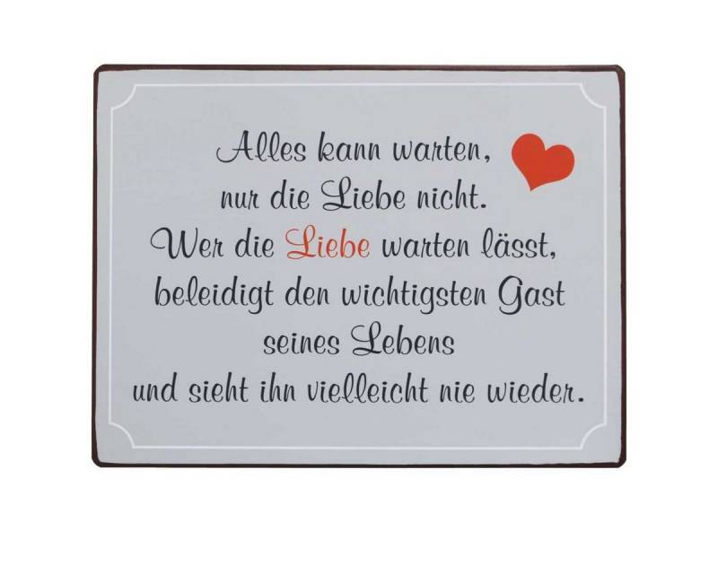 Lafinesse Metallschild LaFinesse - Alles kann warten, nur die Liebe nicht... Metallschild, (Stück, 1 St) von Lafinesse