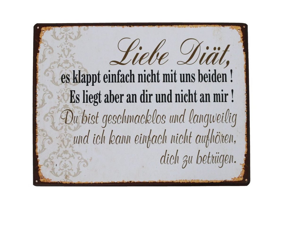 Lafinesse Metallschild LaFinesse - Metallschild Liebe Diät, es klappt einfach nicht..., (Stück, 1 St) von Lafinesse