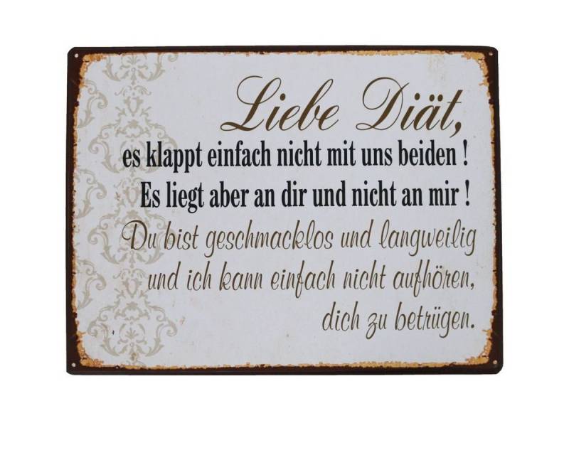 Lafinesse Metallschild LaFinesse - Metallschild Liebe Diät, es klappt einfach nicht..., (Stück, 1 St) von Lafinesse