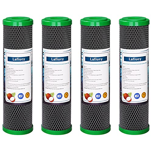 Lafiucy 5 Micron 10 Zoll Kokosnuss-Schale Aktivkohle-Wasserfilter, CTO, 4 Pack, kompatibel mit Home Under-Sink & Countertop Filtration System von Lafiucy