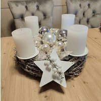Adventskranz Mit Glaskugeln Jeder Kranz Ein Unikat Gr.ca 40cm von LafleurLuna