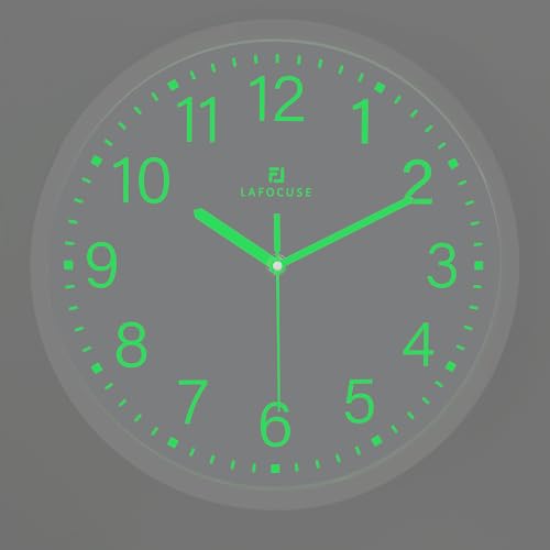 Lafocuse 30cm Leuchtend Wanduhr Weiß Ohne TickgeräUsche Lautlos, Nachtlicht Wanduhren Modern Einfach zu Lesen für Schlafzimmer Wohnzimmer Küche Büro von Lafocuse