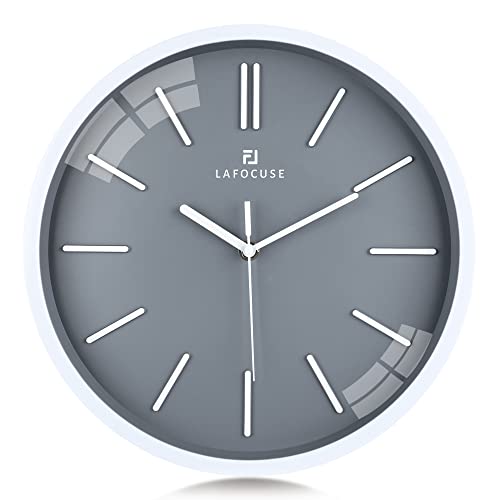 Lafocuse Minimalistisch Grau Wanduhr Lautlos,3D Einfache Linien Wanduhr Modern Ohne Ziffern,Ohne Ticken Deko für Wohnzimmer Schlafzimmer Küche 30 cm von Lafocuse