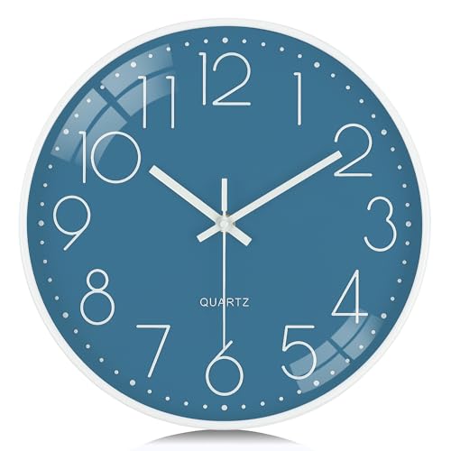 Lafocuse 3D Ziffern Lautlos Wanduhr Cerulean Blau, 30cm Modern Leicht Ablesbar Küchenuhr, Ohne Tickgeräusche Wanduhr Analog Deko für Wohnzimmer Büro Küche von Lafocuse