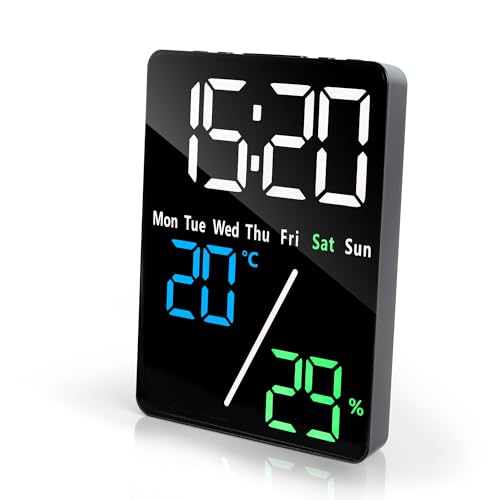 Lafocuse 5.7" LED Digitaler Wecker Tischuhr mit Großen Zahlen, 1 USB-Ladeanschlüssen, 2 Alarmen, Temperaturanzeige und Datum, Digitaluhr mit Snooze Helligkeit Regelbar für Nachttisch Schlafzimmer Büro von Lafocuse