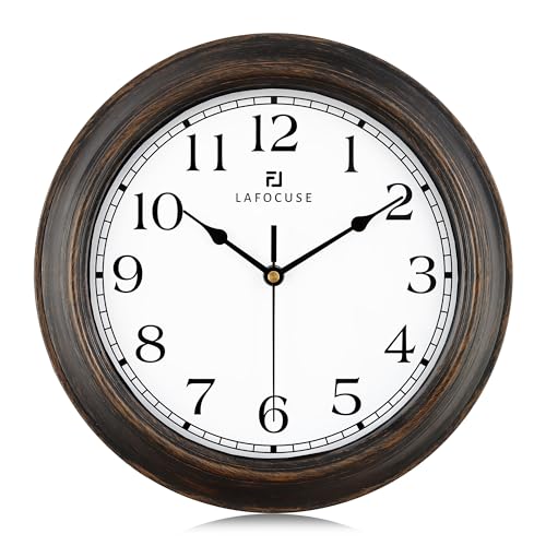 Lafocuse Braun Retro Wanduhr Lautlos, 30cm Vintage Klassische Wanduhr Shabby Chic, Analog Ohne Tickgeräusche Deko für Wohnzimmer Schlafzimmer Küchen Büro von Lafocuse