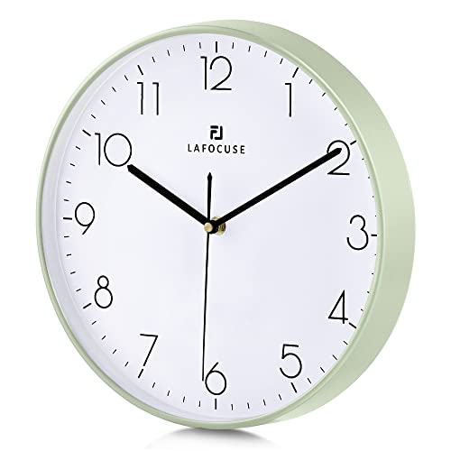 Lafocuse Lautlos Moderne Grün Wanduhr Klassisch Analog Einfach Arabische Ziffern Quarzuhr ohne Ticken für Wohnzimmer Schlafzimmer Büro 30cm von Lafocuse