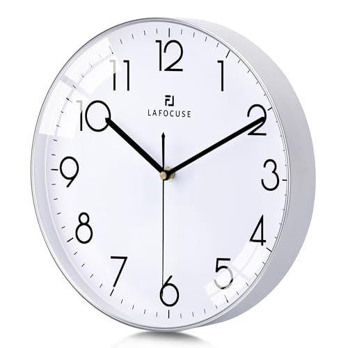 Lafocuse Lautlos Moderne Silber Wanduhr Klassisch Analog Einfach Arabische Ziffern Quarzuhr ohne Ticken für Wohnzimmer Schlafzimmer Büro 30cm Lafocuse Lautlos Moderne Silber Wanduhr Klassisch Analog Einfach Arabische Ziffern Quarzuhr ohne Ticken für Wohnzimmer Schlafzimmer Büro 30cm von Lafocuse