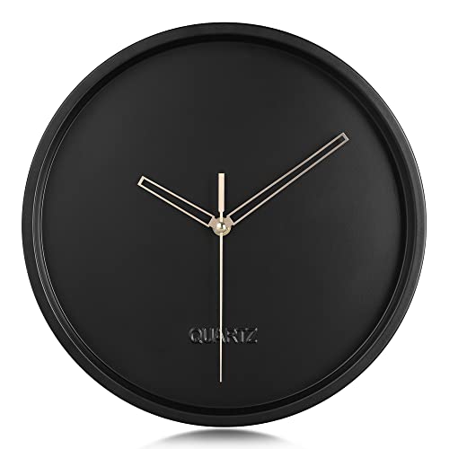 Lafocuse Metall Minimalistische Schwarz Wanduhr Lautlos, Modern Wanduhr Wohnzimmer Ohne Zahlen, Ohne Tickgeräusche für Schlafzimmer 30cm von Lafocuse