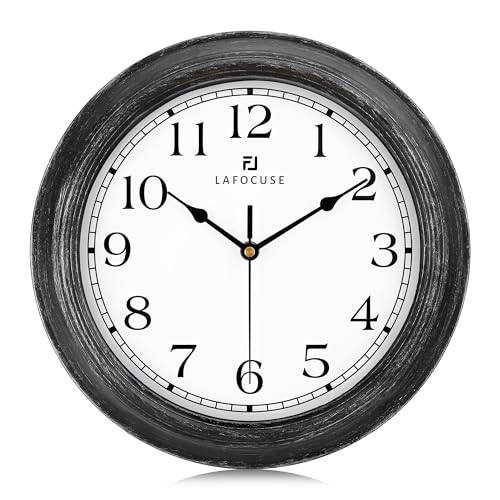 Lafocuse Schwarz Retro Wanduhr Lautlos, 30cm Vintage Klassische Wanduhr Shabby Chic, Analog Ohne Tickgeräusche Deko für Wohnzimmer Schlafzimmer Küchen Büro von Lafocuse