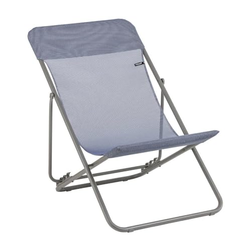 LAFUMA MOBILIER - Mehrpositions-Liegestuhl MAXI TRANSAT - Widerstandsfähiges Batyline-Gewebe - Faltbarer Liegestuhl für Terrasse und Garten - 4 Positionen, Höchster Komfort, Frankreich - Blau Ozean von Lafuma Mobilier