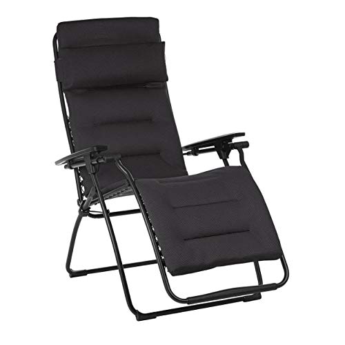 Lafuma Futura Air Comfort Zero Gravity Liegestuhl, gepolstert, zusammenklappbar, für den Außenbereich, Schwarz von Lafuma Mobilier