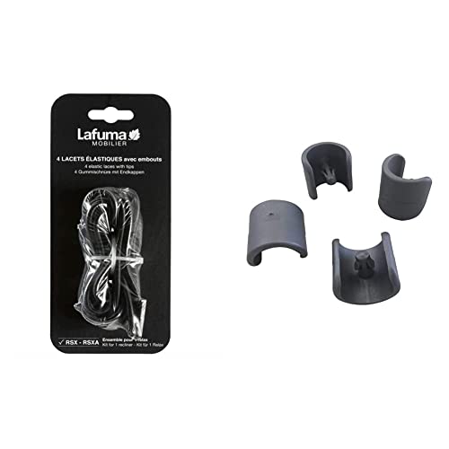 Lafuma Gummischnur-Set mit Endkappen für RSX/RSXA, 4 Schnüre, schwarz & 4 Fußschoner für Relax-Liegestühle, 20 mm Durchmesser, Anthrazit, LFM2843-1229 von Lafuma