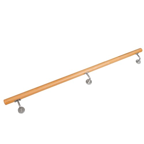 Buche Holz Handlauf Treppengeländer Geländer für Treppe Treppe Wandhandlauf Wand Treppe seitliche Montage Auswahl Länge 80-230 cm V2Aox, Länge:200 cm von Lagento