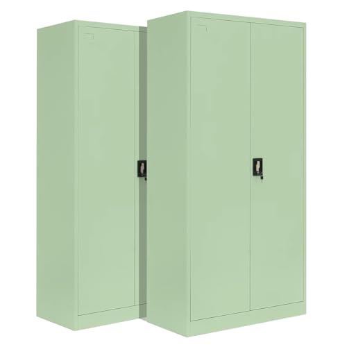 2-Pack LagerZwei Mehrzweckschrank 185x90x40cm I Metallschrank, 4 Fachböden I Aktenschrank, abschließbar I Robuster Allzweckschrank als Werkstattschrank & Büroschrank I Stahlschrank mintgrün von Lager|Zwei