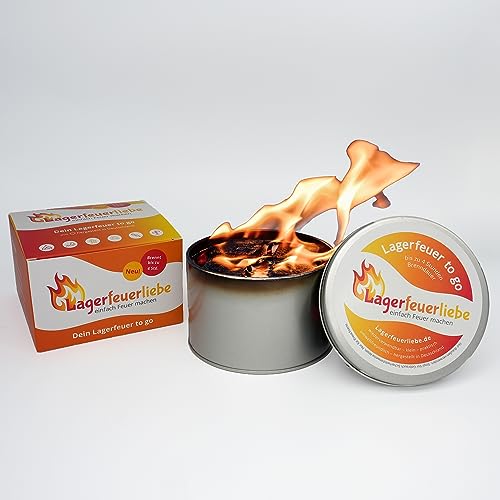 Lagerfeuerliebe® Lagerfeuer to go | bis zu 4 Std. Brenndauer | wiederverwendbar, leicht & sicher | Ø 11 cm | klein & praktisch | Mini-Lagerfeuer | Tischfeuer | Feuerschale | von Lagerfeuerliebe